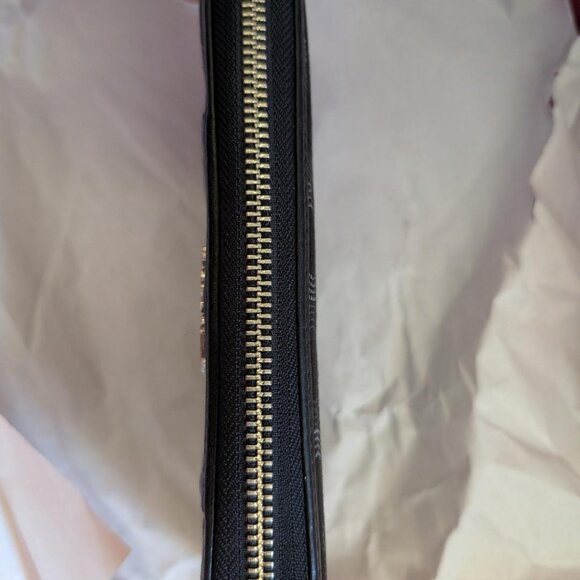 COACH Wallet Black Op Art Ashley Pleated Zip Around Clutch Wallet - Picture 4 of 12